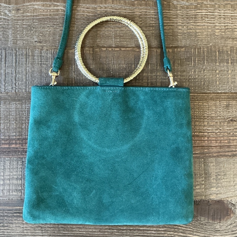 Thacker Le Pouch Leather Bag with Hammered Gold Ring Handles or Crossbody - Picture 11 of 11